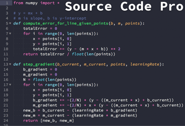 Пример шрифта Source Code Pro #1
