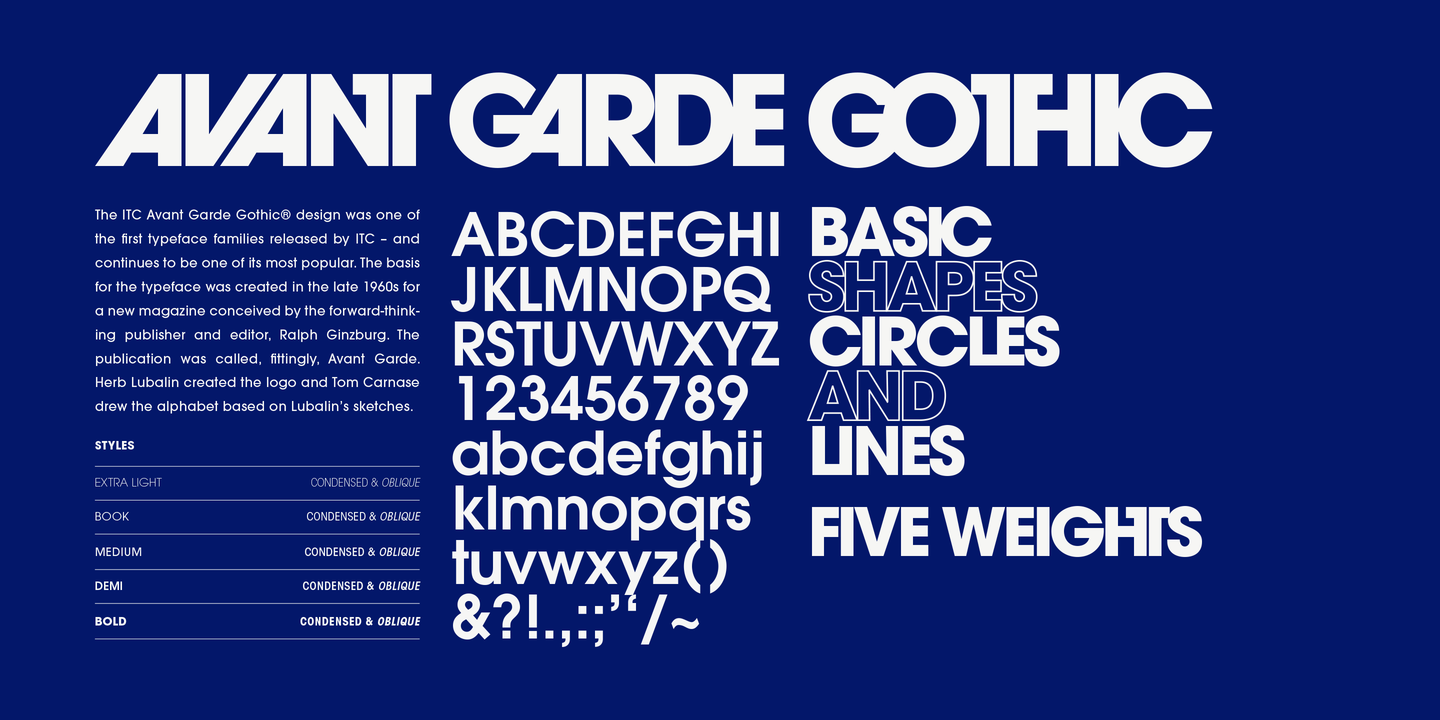 Пример шрифта ITC Avant Garde Gothic #1