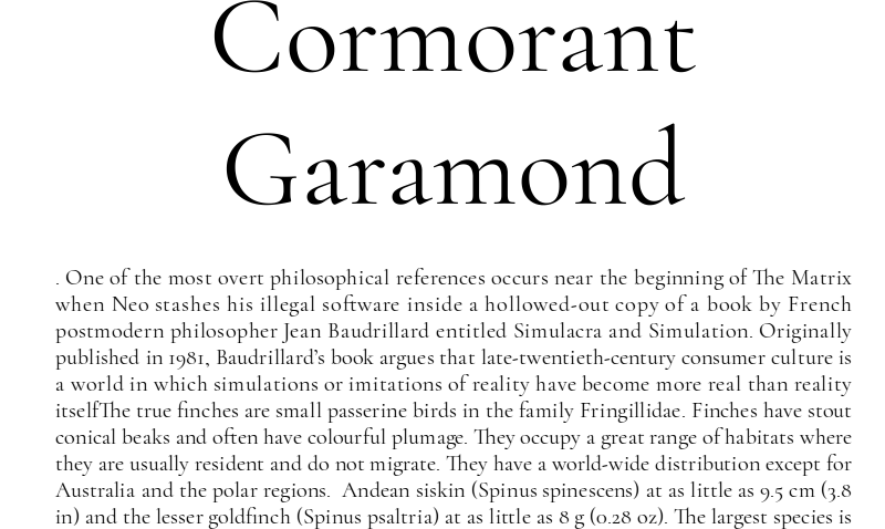 Пример шрифта Cormorant Garamond #1