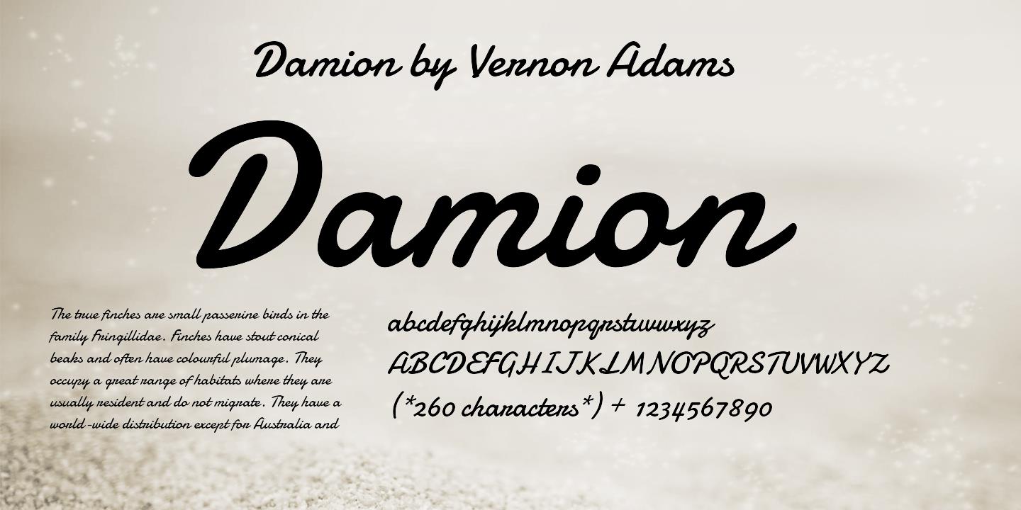 Пример шрифта Damion #1