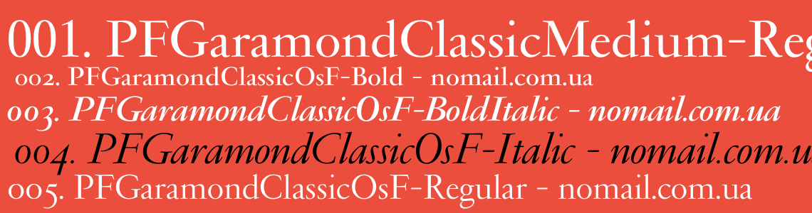 Пример шрифта PF Garamond Classic #1