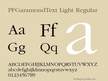 Пример шрифта PF Garamond Text #1