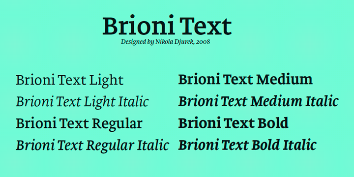 Пример шрифта Brioni Text #1