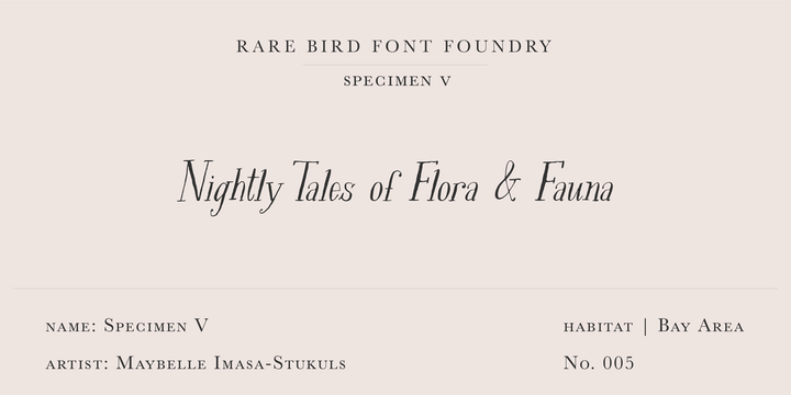 Пример шрифта Rare Bird Specimen #1