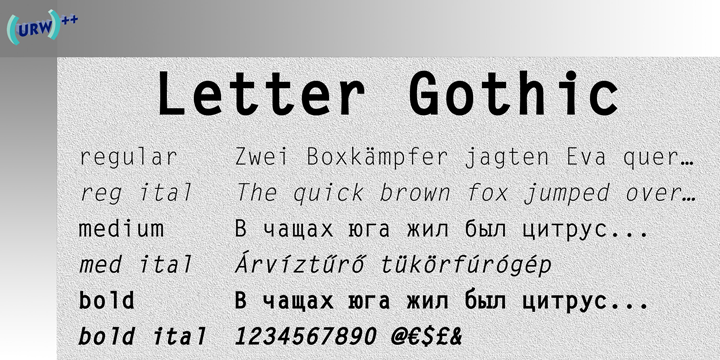 Пример шрифта Letter Gothic #1