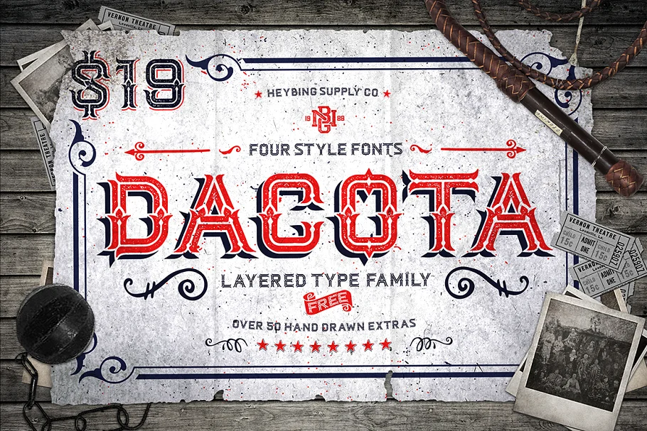 Пример шрифта Dacota Layered #1