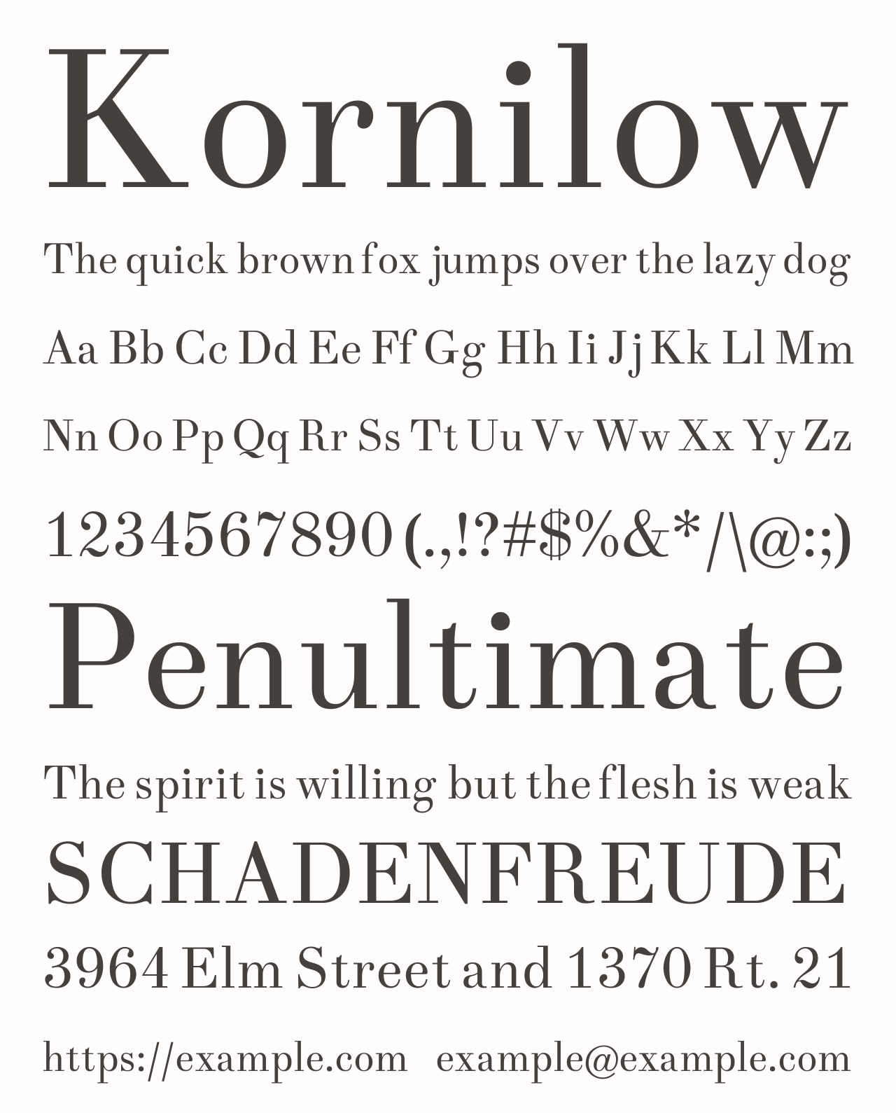 Пример шрифта Kornilow #1