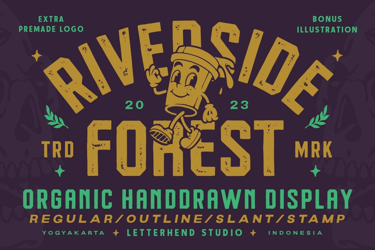 Пример шрифта Riverside Forest #1