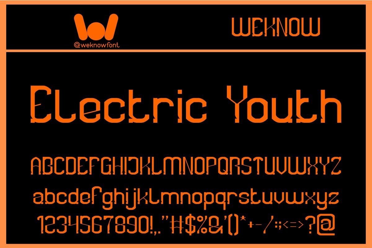 Пример шрифта Electric Youth #1