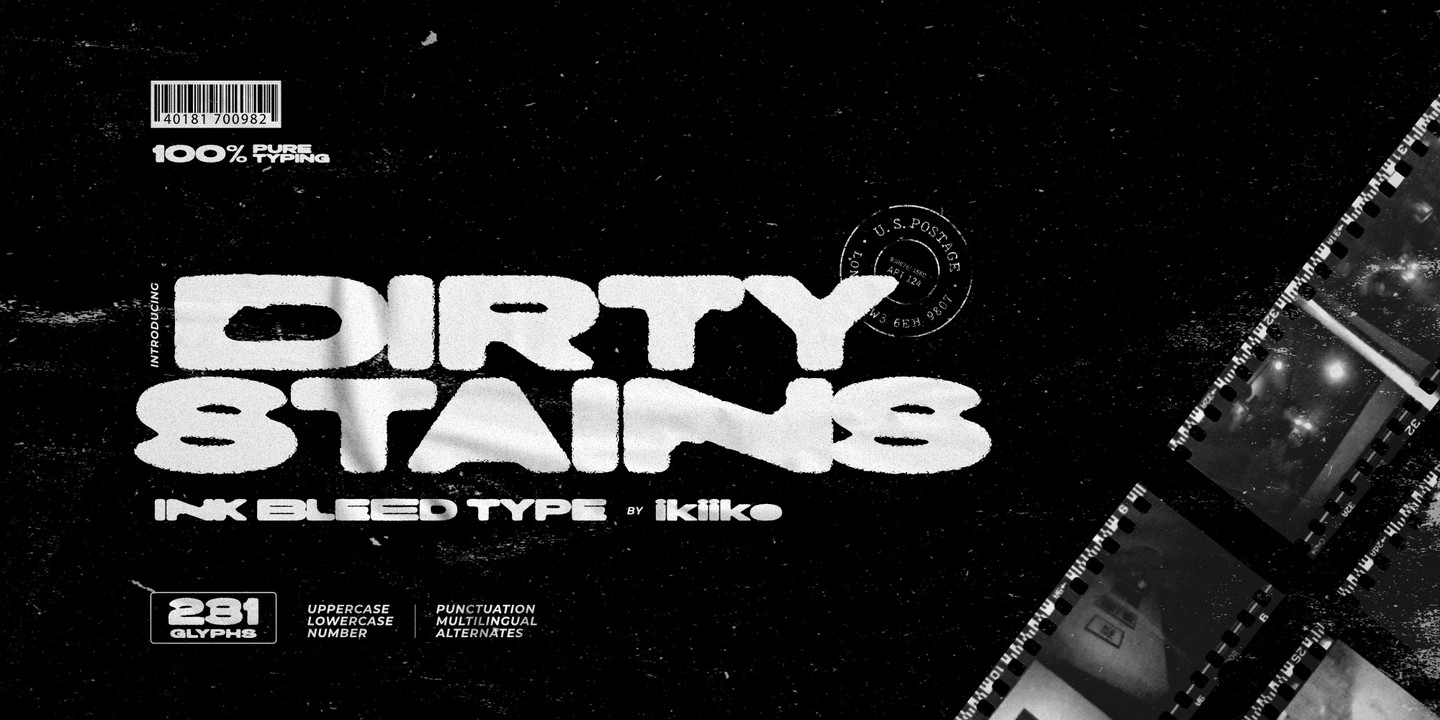 Пример шрифта Dirty Stains #1