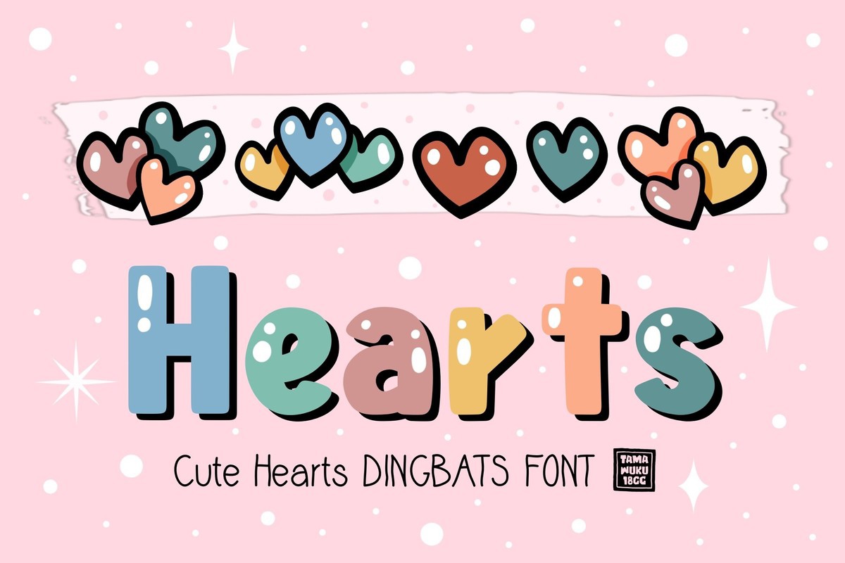 Пример шрифта Cute Hearts #1