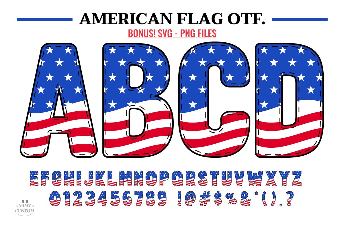 Пример шрифта American Flag(Army USA Wave) #1